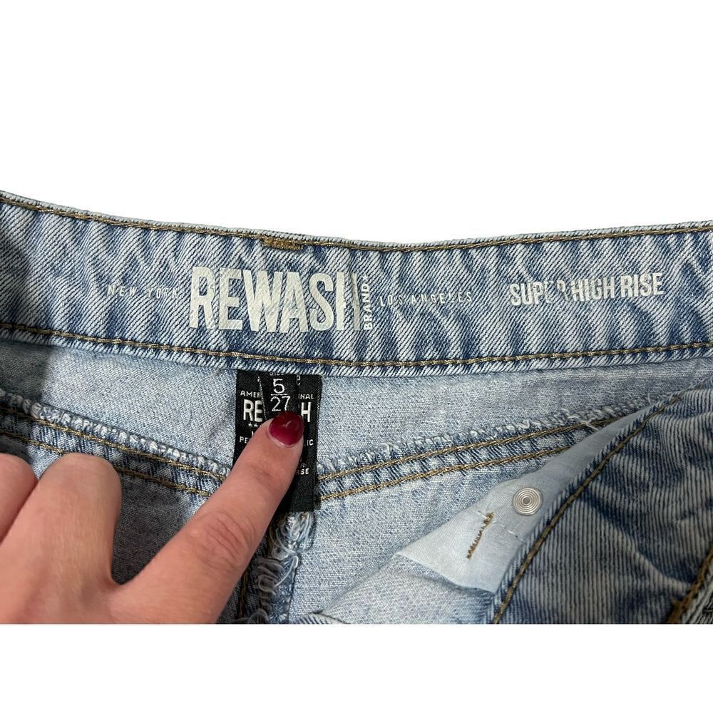 REWASHED Super High Rise High Thigh Cut Shorts Custom Designer Distressed size 5 - Picture 3 of 6